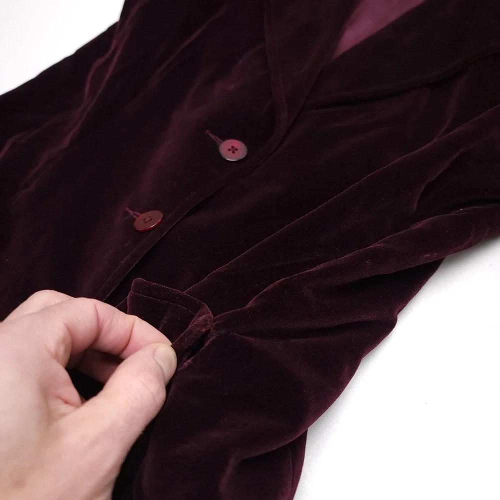Koret Velvet Blazer Womens Size 12 Vintage Burgundy‎ Coat Jacket